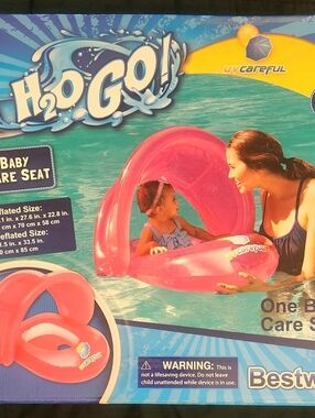 NEW - INFLATABLE PINK SWIM SEAT, MINNIE MOUSE ARM FLOATS & BEACH BALL